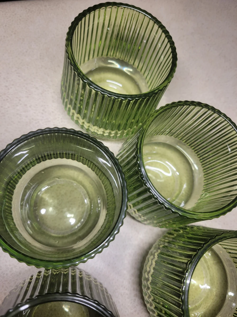 Green Ribbed Tealight Candle Holders - Wedding / Party Decor